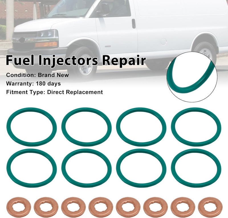 Frezon 8Pcs Fuel Injector O-rings Seal Gaskets Fuel Injectors Repair Kit Fit For Duramax LLY, LBZ, LMM 2004.5-2010,For Cadillac Escalade 6.6L 2004-2005# F00RJ01086, 97327722, F00E200099, 94013303 - Image 2